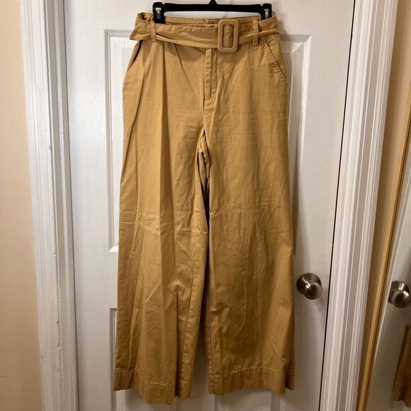 Who What Wear Pants - Who What Wear Khaki Wide Leg Belted Trousers Cotton Pants Size 4
